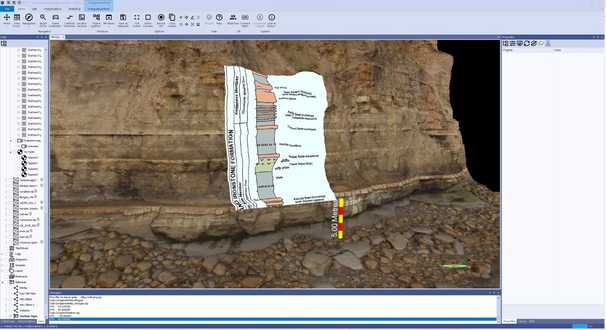 An image of stratigraphy projected onto an outcrop