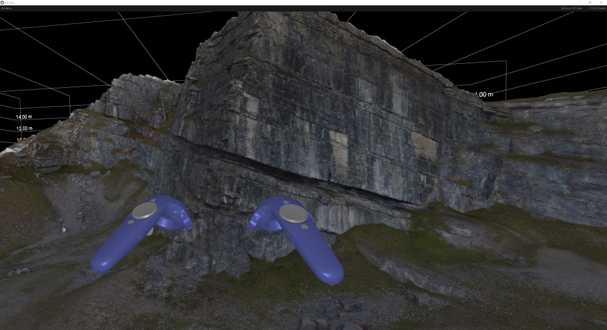 HTC vive controllers in a virtual environment